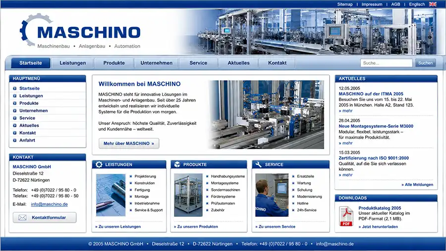 Klassische Industrie-Webseite