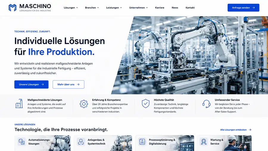 Moderne Industrie-Webseite
